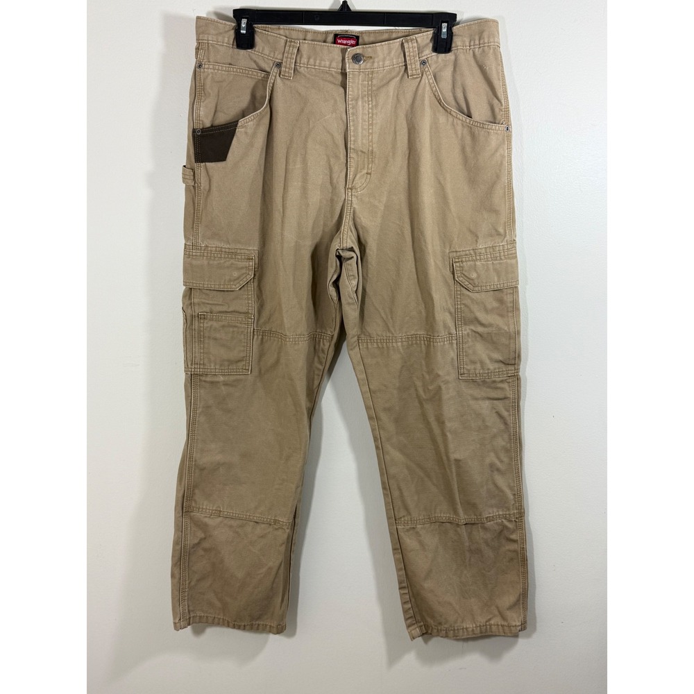 Wrangler Workwear Men's 38x30 Carpenter Cargo Pants Tan Canvas Workwear Utility